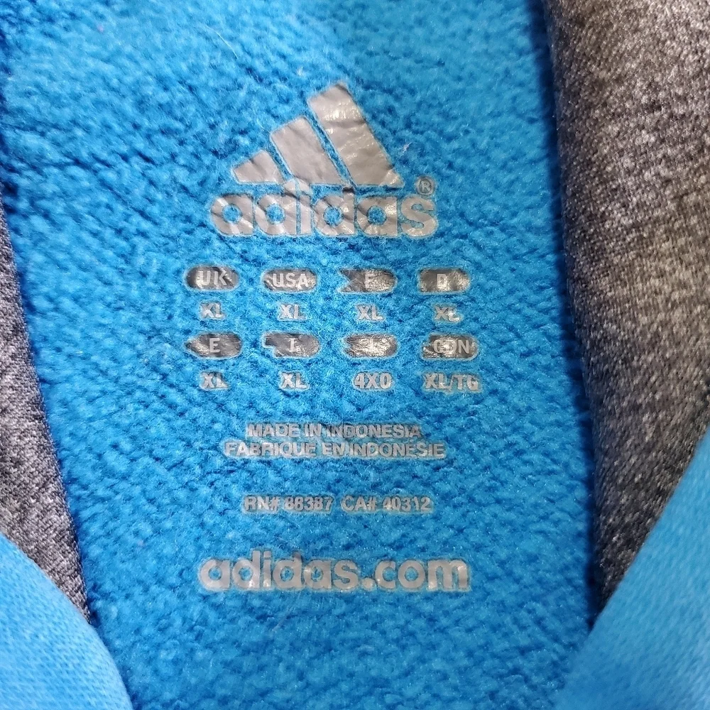 Adidas Pullover Kangaroo Pocket Long Sleeve Hoodie Blue Size XL